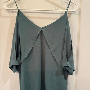 Teal Cold Shoulder Top